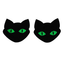 Load image into Gallery viewer, GLOW in the DARK Satin Black Cat Pasties