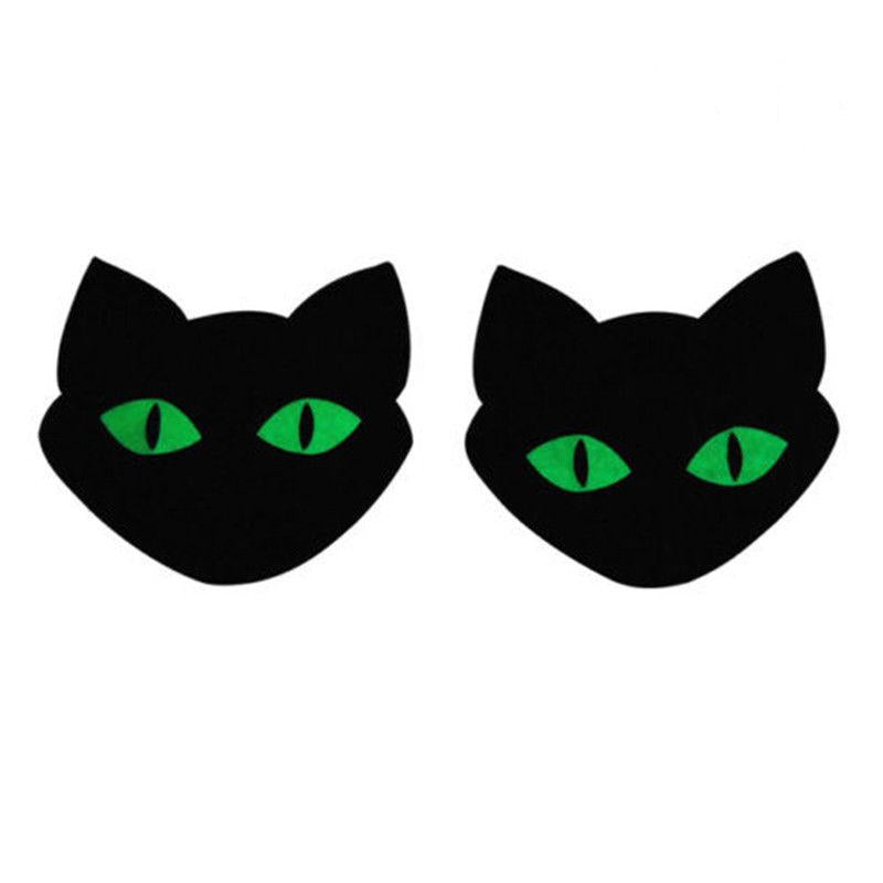 GLOW in the DARK Satin Black Cat Pasties