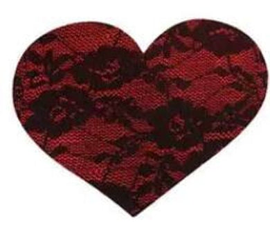 Red and Black Floral Lace Heart Pasties