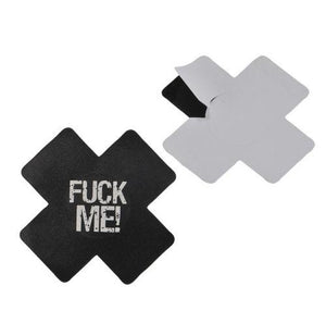 Black F**K ME Satin Cross Pasties