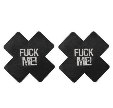 Black F**K ME Satin Cross Pasties