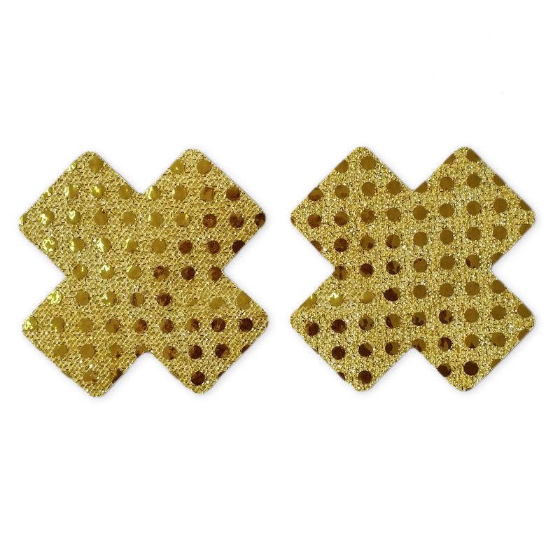 Glamours Gold Sparkle Sequin Cross Pasties