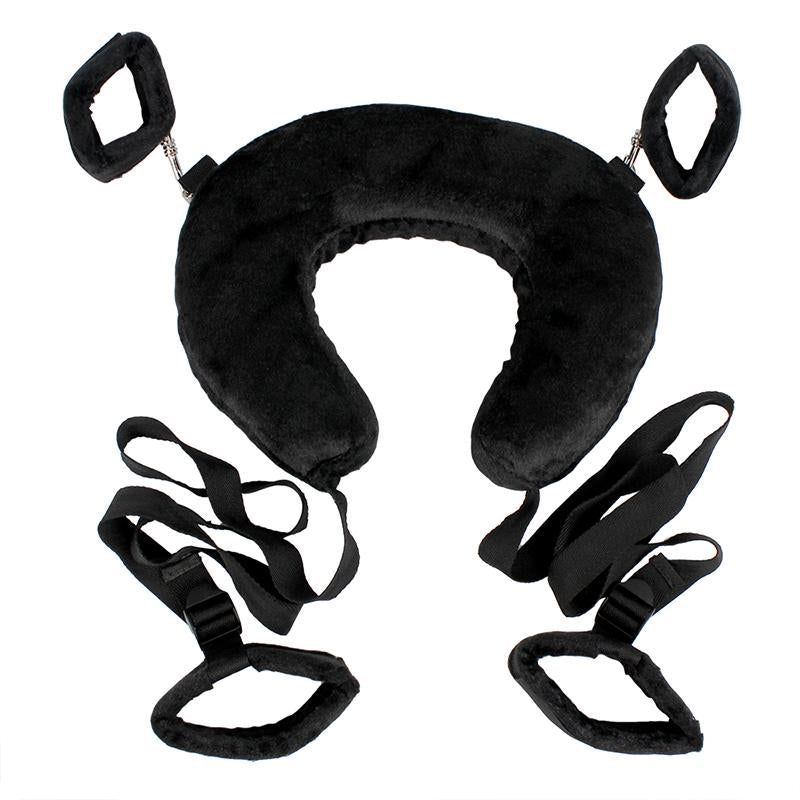 Black Bondage Lockable Restraints with Neck Pillow