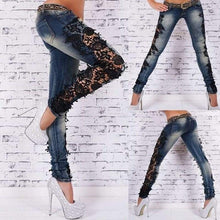 Load image into Gallery viewer, Dark Wash Sexy Floral Fashion Destroyed Skinny Jeans