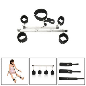 Black Fantasy Slave Spreader Bar Frame Bondage Restraint Set