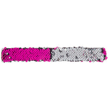 Load image into Gallery viewer, Hot Pink to Silver Flip Sequin Slap Bracelet