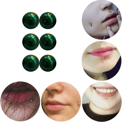 6 Piece Green Body Clamps Temporary Unique Non Piercing Magnet Nipple or Facial Balls