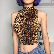 Load image into Gallery viewer, Leopard Print Sleeveless Crew Neck Top