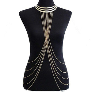 Gold Choker and Body Chain Fashion Jewelry