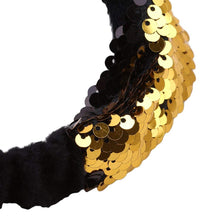 Load image into Gallery viewer, Gold to Black Flip Sequin Elastic Reversible Glitter Headband