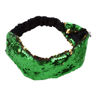 Green to Gold Flip Sequin Elastic Reversible Glitter Headband