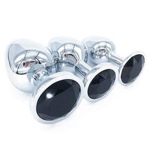 Load image into Gallery viewer, Black Gems 3 Sizes Unisex Butt Toy Insert Plug Kit