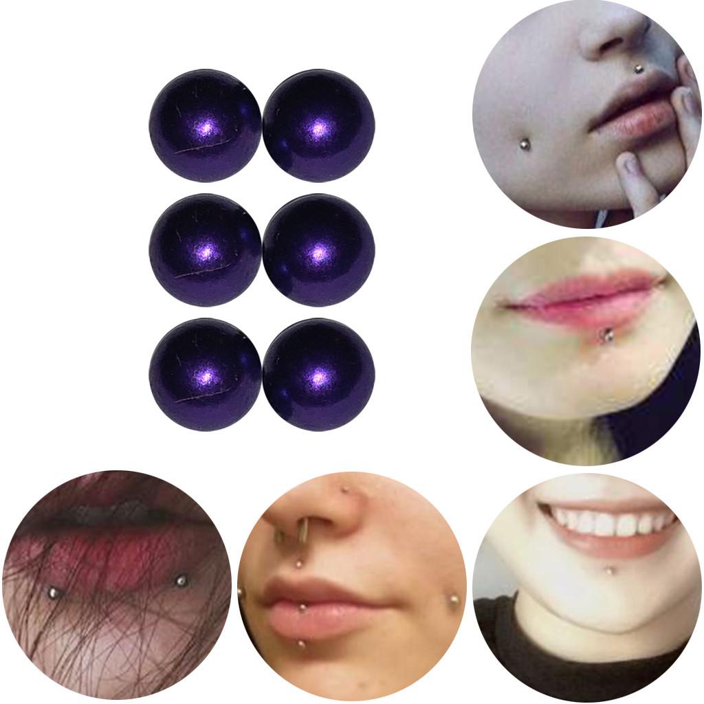 6 Piece Purple Body Clamps Temporary Unique Non Piercing Magnet Nipple or Facial Balls