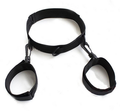 Black Bondage Adjustable Collar and Handcuffs Neck to Wrist Restraints