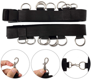 Black Bondage Bed 7 Rings Slave Set Restraint Kit