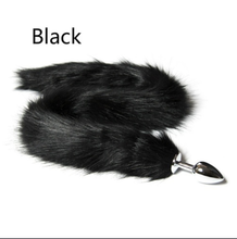 Load image into Gallery viewer, Black 25 inch Long Faux Fox Tail Butt Plug