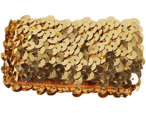 Glamours Gold Sparkly Glitter Sequin Stretchy Elastic Cuff Bracelet