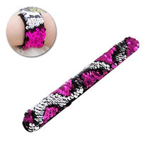 Load image into Gallery viewer, Hot Pink to Silver Flip Sequin Slap Bracelet