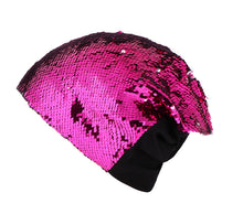 Load image into Gallery viewer, Hot Pink to Silver Flip Sequin Beanie