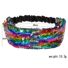 Load image into Gallery viewer, Rainbow to Silver Flip Sequin Elastic Reversible Glitter Headband