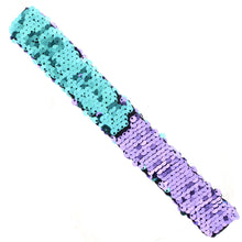 Load image into Gallery viewer, Sea Blue to Purple Flip Sequin Slap Bracelet