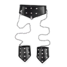 Load image into Gallery viewer, Black Bondage Collar and Handcuffs Restraint with Chains