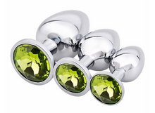 Load image into Gallery viewer, Light Green Gems 3 Sizes Unisex Butt Toy Insert Plug Kit