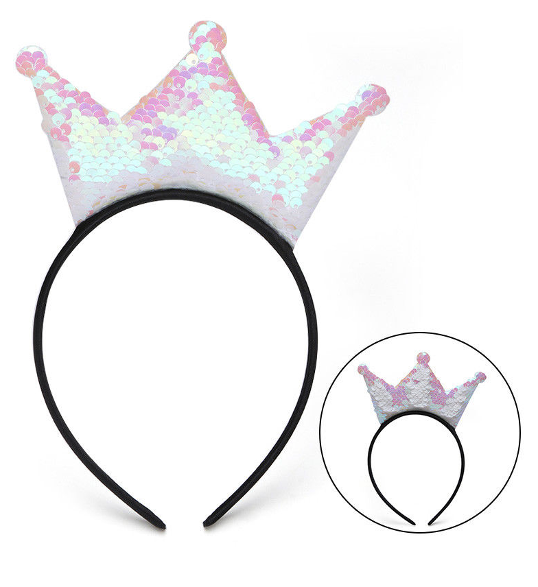 Magic Pink Iridescent Flip Sequin Crown Headband