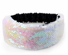 Load image into Gallery viewer, Magic Pink Iridescent Flip Sequin Elastic Reversible Glitter Headband