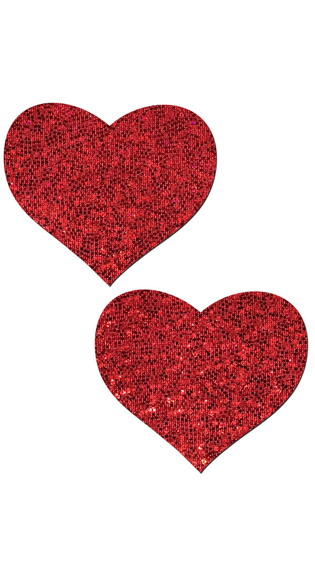 Red Glitter Heart Shaped Pasties