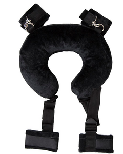 Black Bondage Lockable Restraints with Neck Pillow