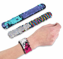 Load image into Gallery viewer, Sea Blue to Purple Flip Sequin Slap Bracelet