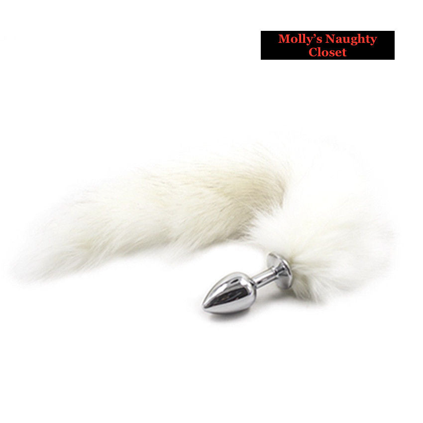 White Faux Fox Tail Butt Plug