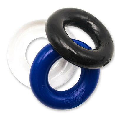 Clear, Blue and Black Triple Cock Ring Set