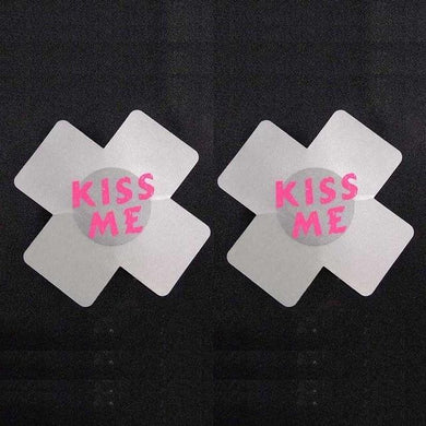 White KISS ME Satin Cross Pasties