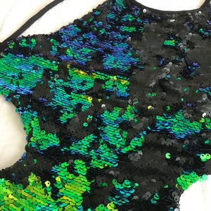 Mermaid Green to Black Flip Sequin Siren Monokini