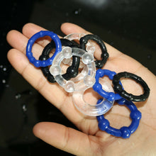 Load image into Gallery viewer, Clear, Blue and Black 12 Piece Cock Ring Set