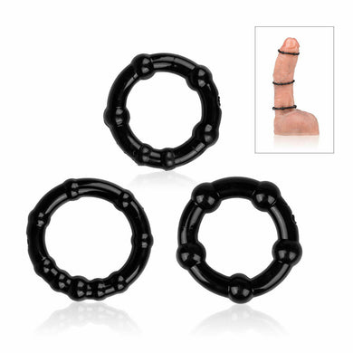 Black Triple Cock Ring Set