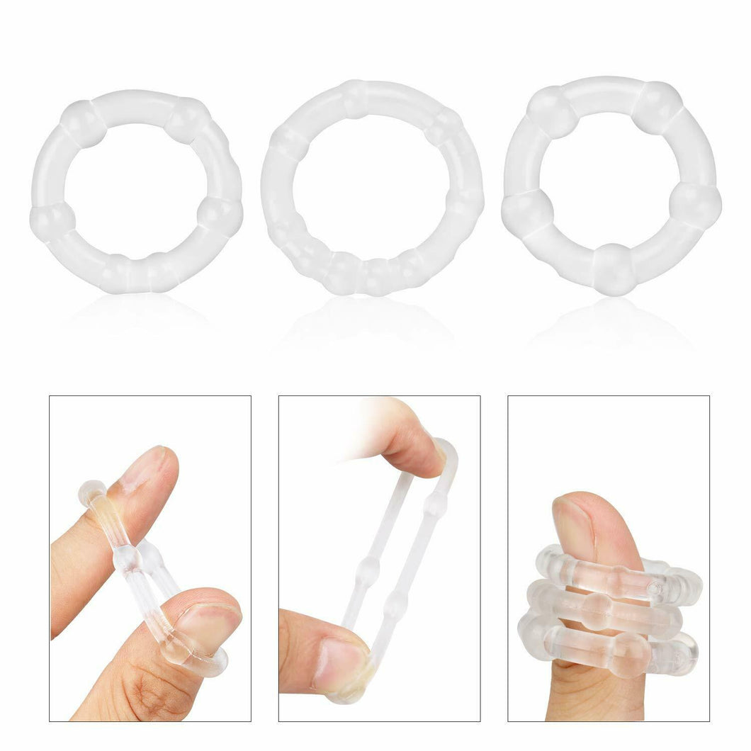 Clear Triple Cock Ring Set