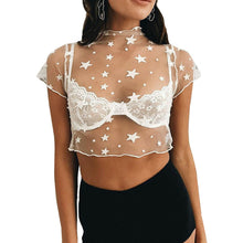 Load image into Gallery viewer, White See-Through Blouse With Stars