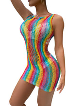 Load image into Gallery viewer, Rainbow Fishnet Cutout Dress