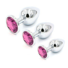 Load image into Gallery viewer, Pink Gems 3 Sizes Unisex Butt Toy Insert Plug Kit