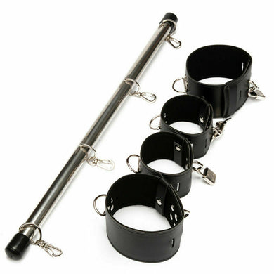 Black Fantasy Slave Spreader Bar with Lockable Hands and Legs Bondage Restraint Set