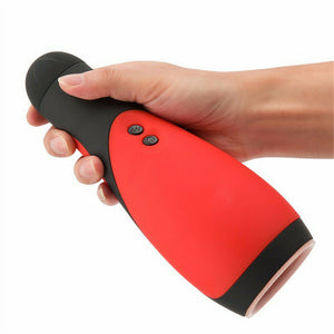 Red and Black Oral Sex Lover Masturbator Sex Toy with Suction