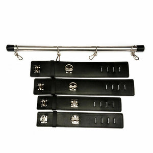 Black Fantasy Slave Spreader Bar with Lockable Hands and Legs Bondage Restraint Set