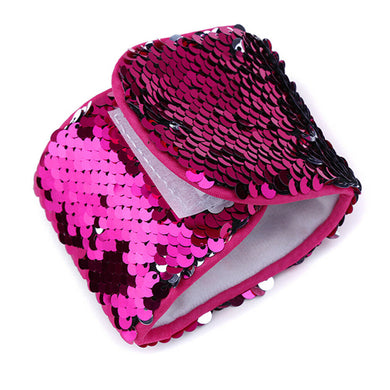 Hot Pink to Silver Flip Sequin Dream Wristband Cuff