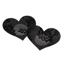 Load image into Gallery viewer, Black Floral Lace Heart Pasties