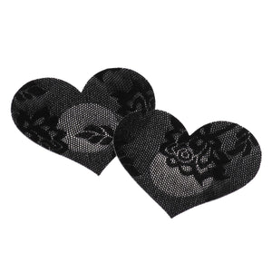 Black Floral Lace Heart Pasties