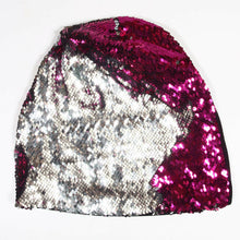 Load image into Gallery viewer, Hot Pink to Silver Flip Sequin Beanie