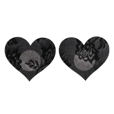 Black Floral Lace Heart Pasties